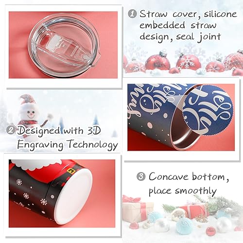 Miniatura 4 de Potchen 2 vasos de viaje divertidos de Navidad, regalo de Papá Noel, taza de café, regalo para Navidad, boda, fiesta, 20 onzas, aislamiento al vacío