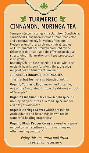 Miniatura 4 de Herbal Cup - Té de cúrcuma ayurveda, moringa de canela orgánica, suplemento de hierbas sin cafeína (16 unidades, paquete de 1)