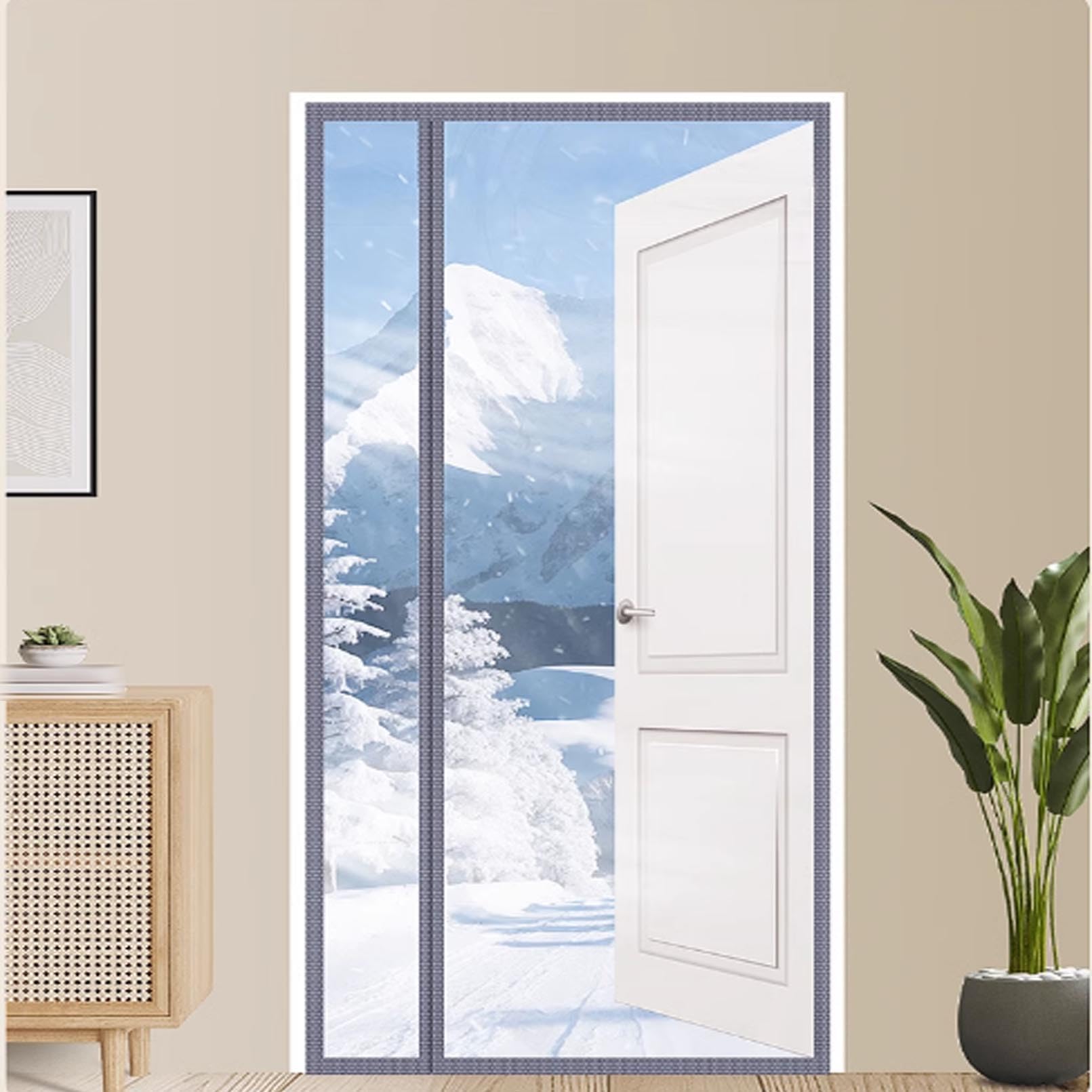 Thermique Rideau de Porte Magnétique Rideau de Porte Isolation Thermique,Fermeture Automatique Transparent Rideau Thermique Isolant Anti Froid Porte Entrée (160 x 210 cm)