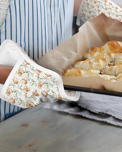 Miniatura 6 de Juego de 3 agarraderas de tela de toalla con bolsillo para cocina, antideslizantes y aislantes de calor, con bolsillo, guantes gruesos para horno,