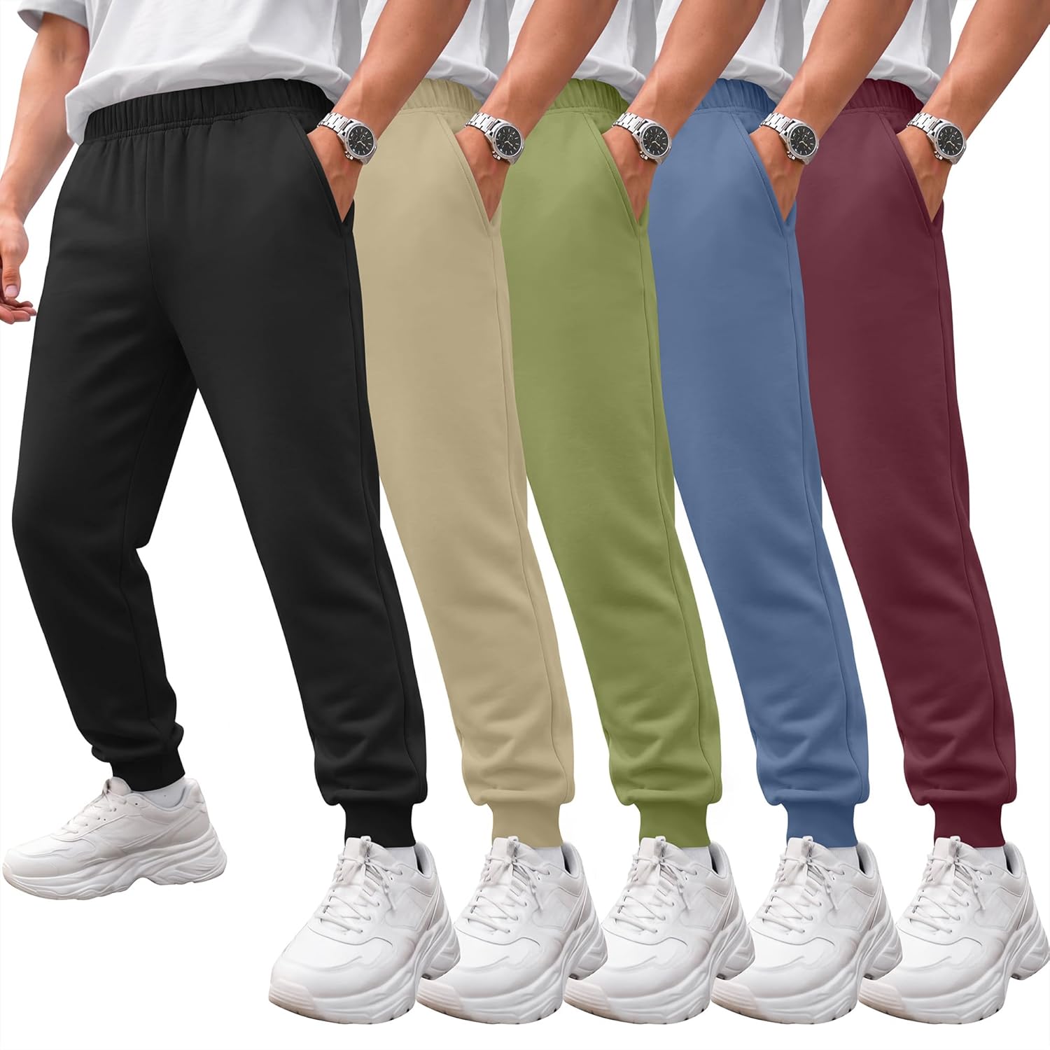 5 Pack Boys Sweatpants Kids Active Jogger Lightweight Youth Athletic Pants Soft Casual Sweat Pants with Pocket