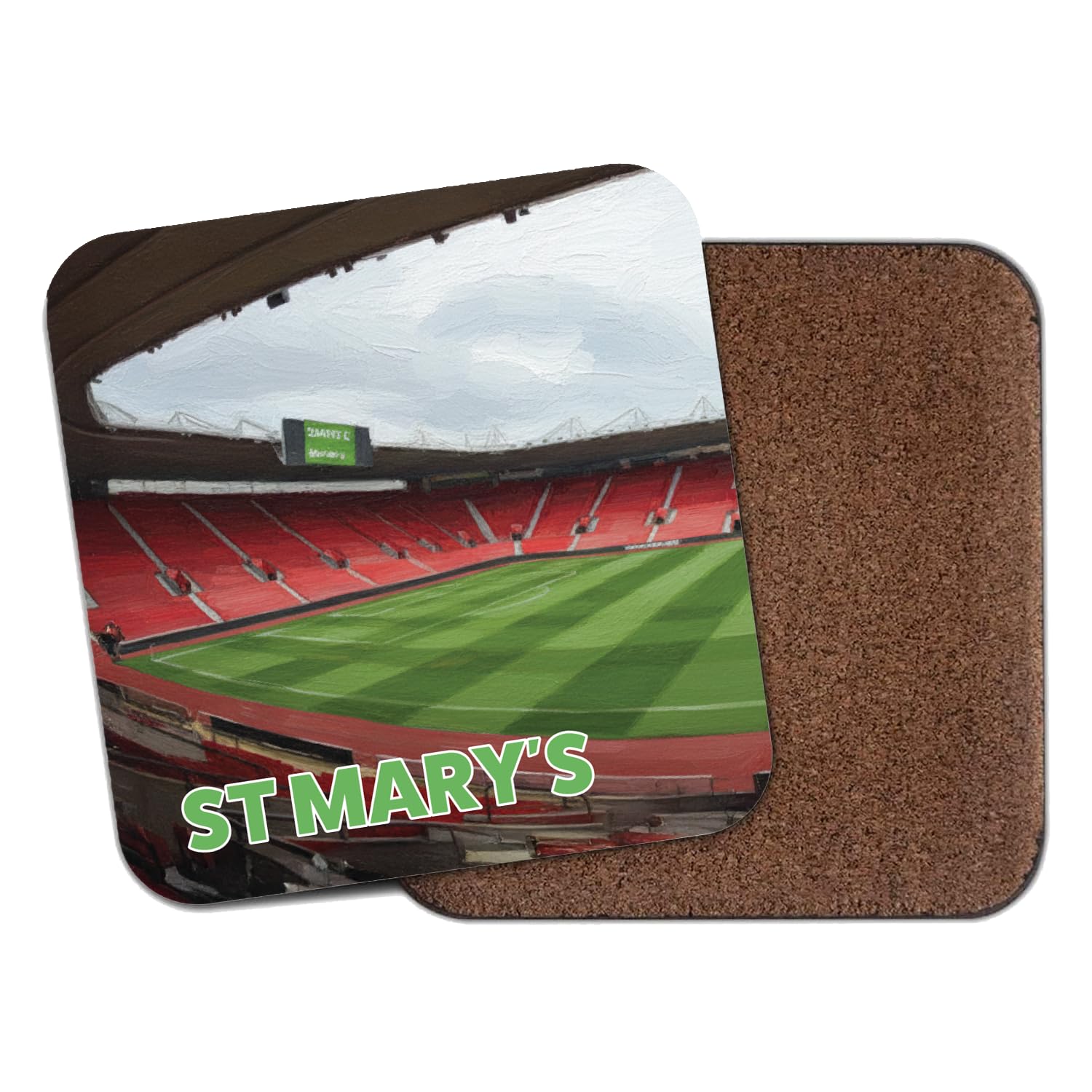 Willow Gifts Southampton FC St Mary's Stadium Cork-Backed Coaster, Football Ground Memorabilia for Saints Fans