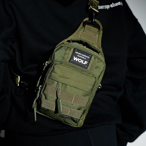 Miniatura 7 de WOLFpak Mini bolso táctico 4L (verde OD) - Mochila cruzada compacta para gimnasio, viajes y EDC - Bolsa de hombro táctica con múltiples bolsillos -