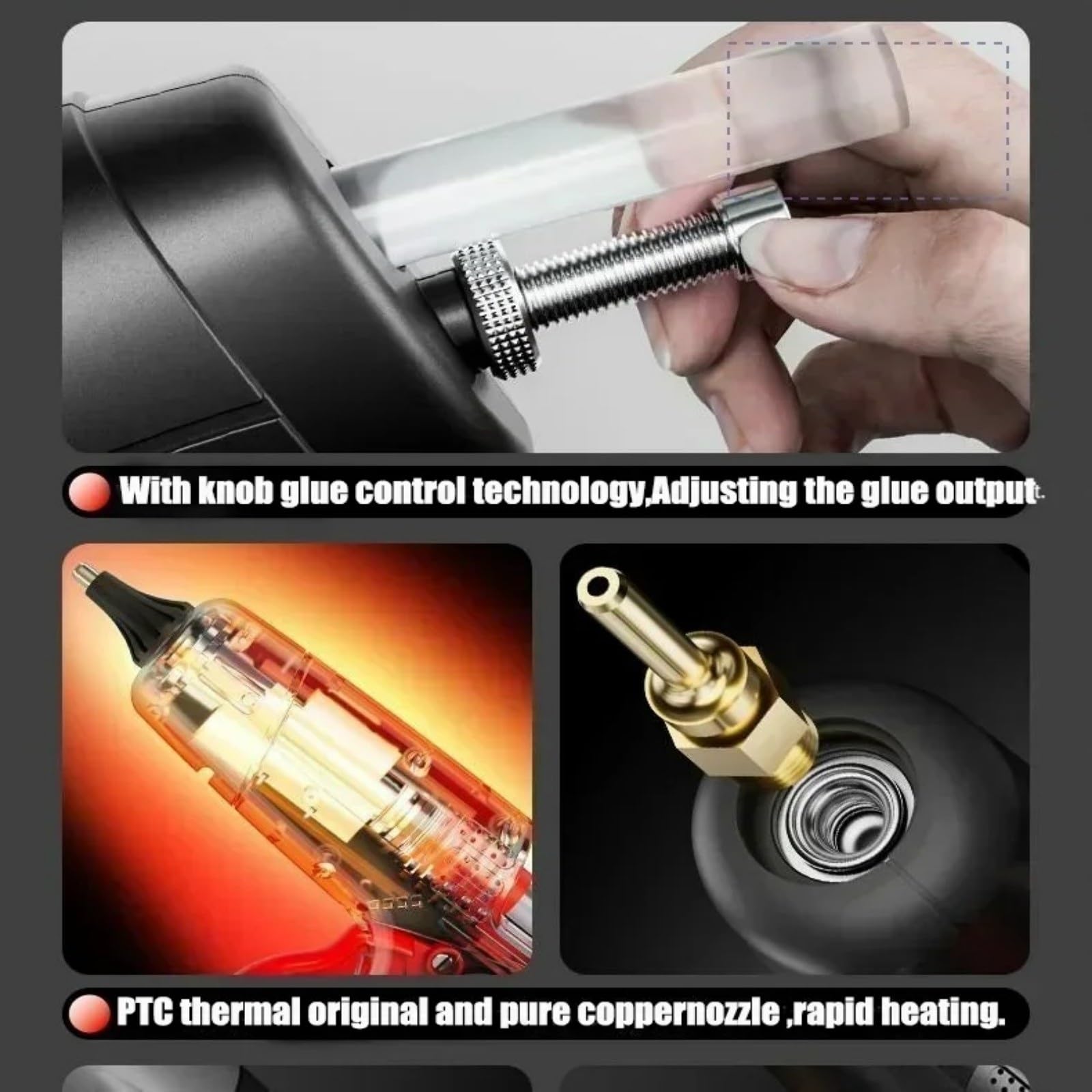 Pistola Silicona Caliente, Pistola de Pegamento inalámbrica de 21 V, Temperatura Ajustable, sin batería, Pistola de Silicona Negra for Barras de Pegamento de 11 mm para Reparaciones