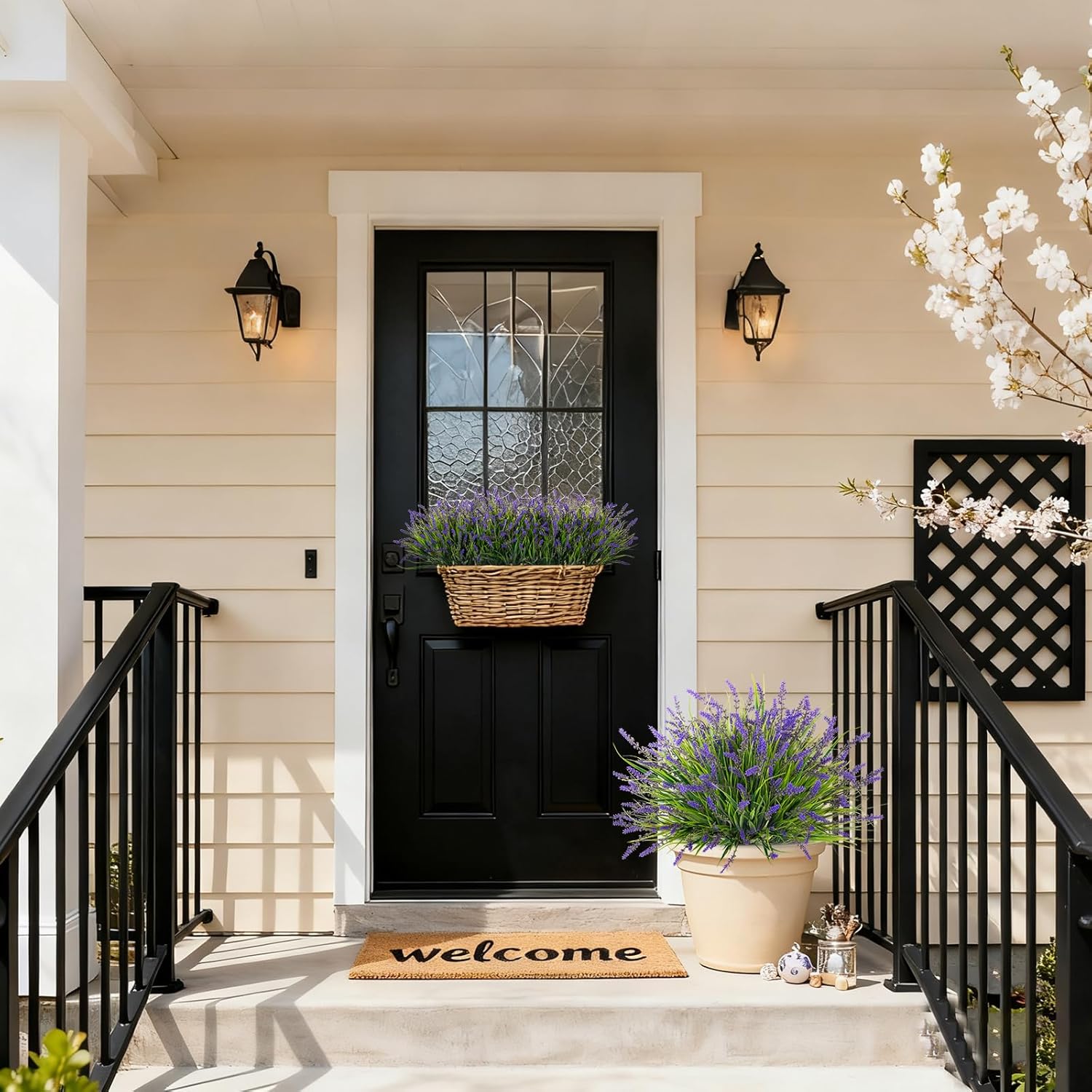 24 Pcs Artificial Faux Plants for Outdoor Spring Decoration, Fake Monkey Grass for Garden Porch Balcony Planters, Fake Greenery Shrubs UV Resistant No Fade Plants Bush for Pathway(Purple)