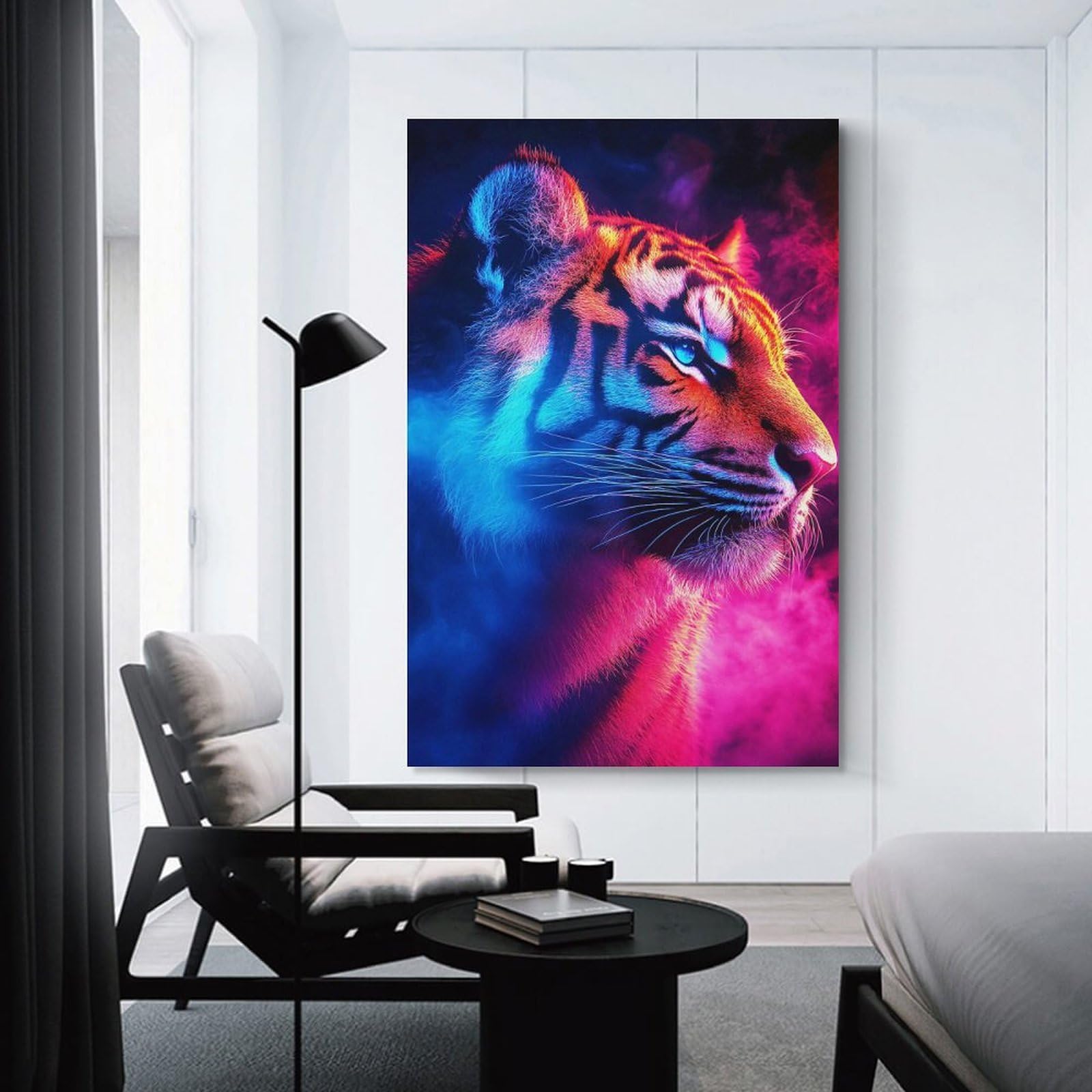 Junmoney Unframe-Style-17 Decorative Wall Artwork Neon Tiger Portrait Poster, Picture, Metal Print, Paint By Creed, 20X30inch(50X75cm), For Contemporary Homes, Apartments Or Offices, An Easy Choice For New Home Styling