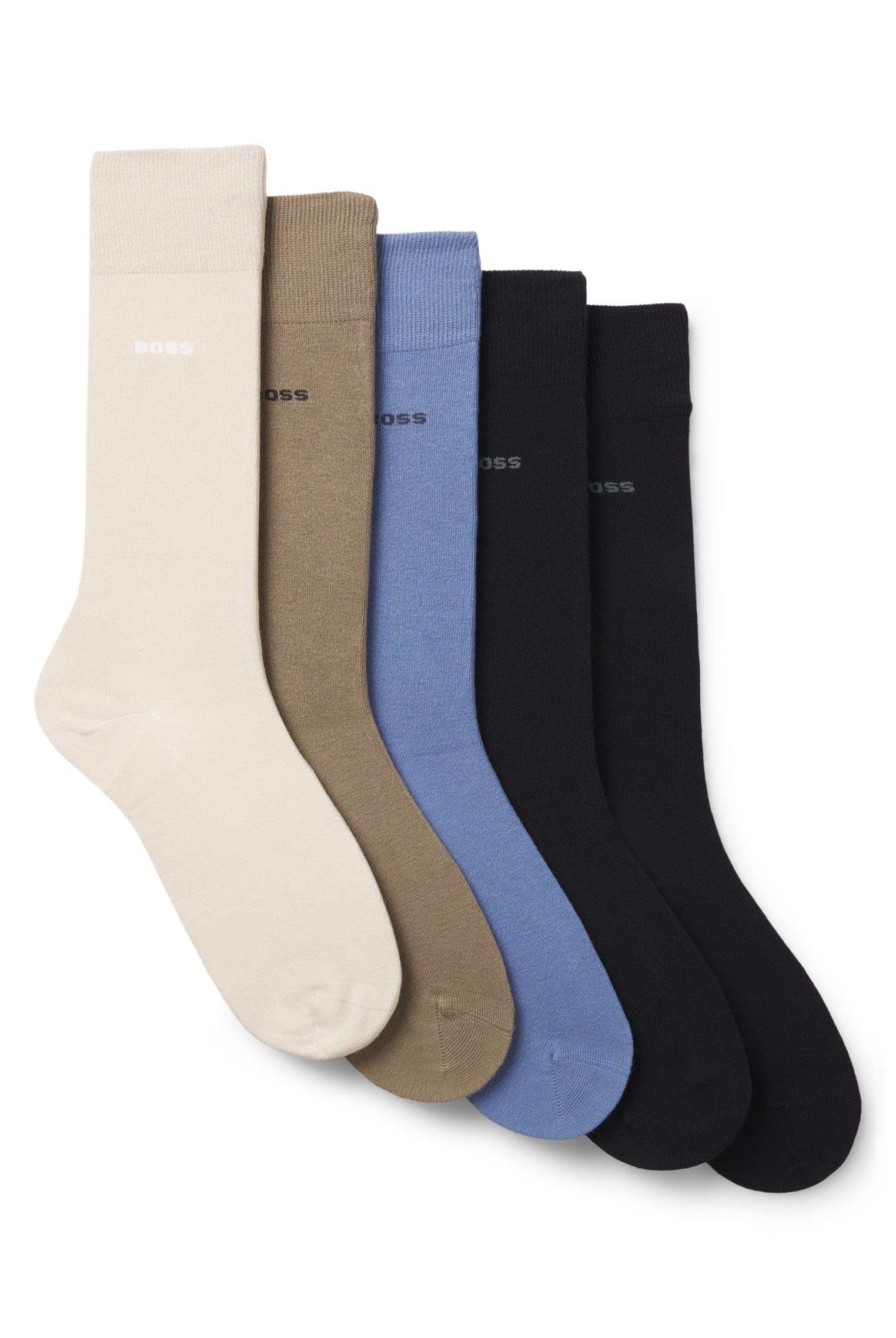 BOSS Herren 5P RS Uni CC Mittelhohe Socken aus Baumwoll-Mix im Fünferpack