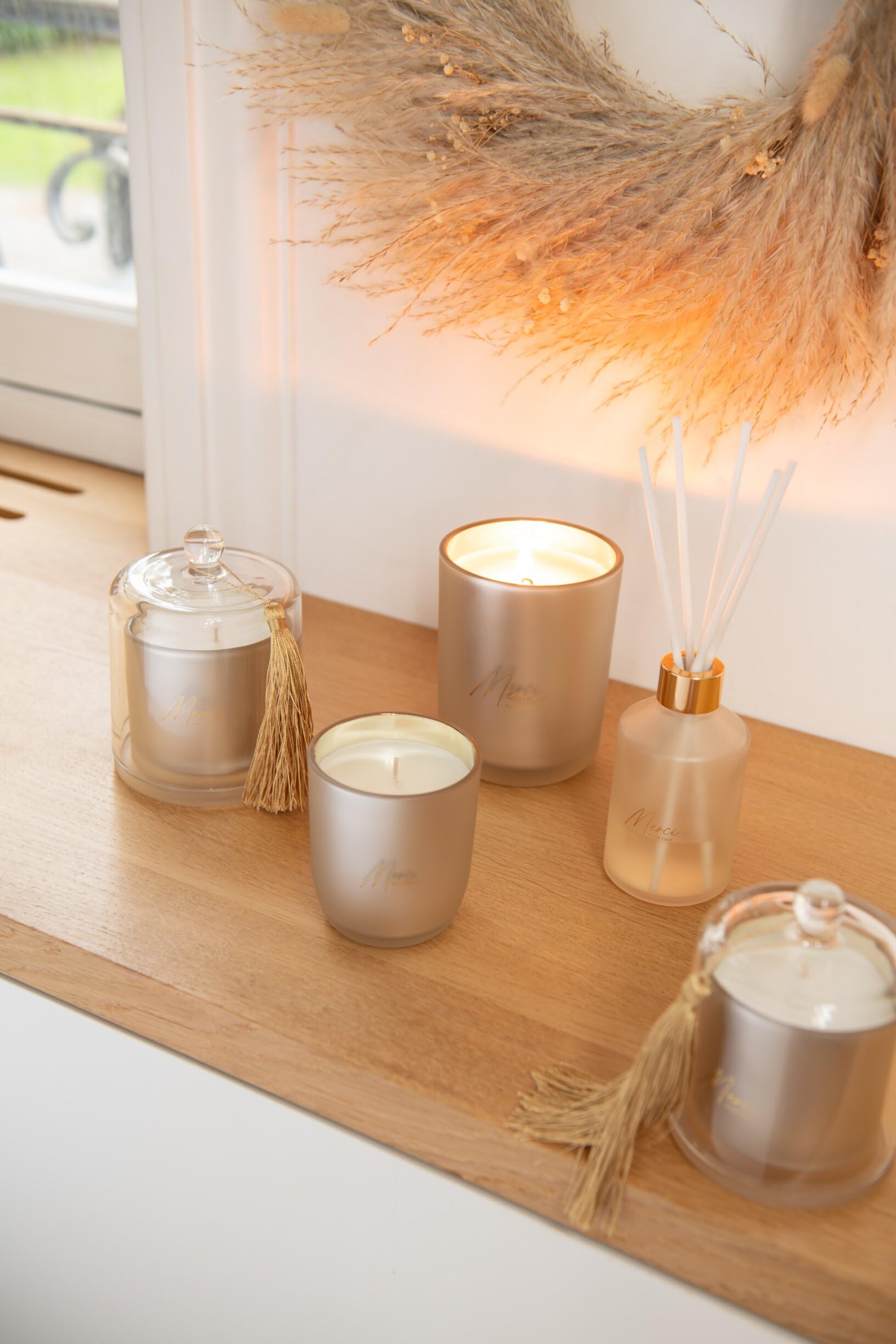 DUFTKERZE MERCI BEIGE SMALL-35STUNDEN