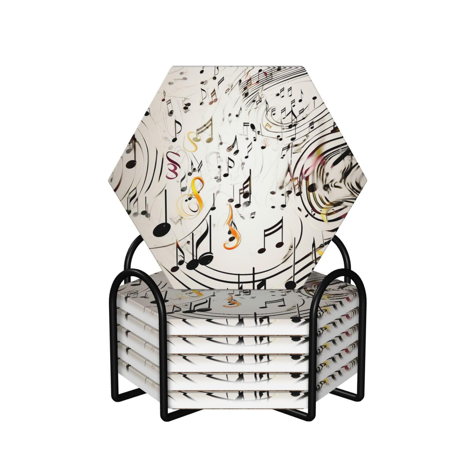 Dessous de verre musique de style céramique élégante avec support inclus