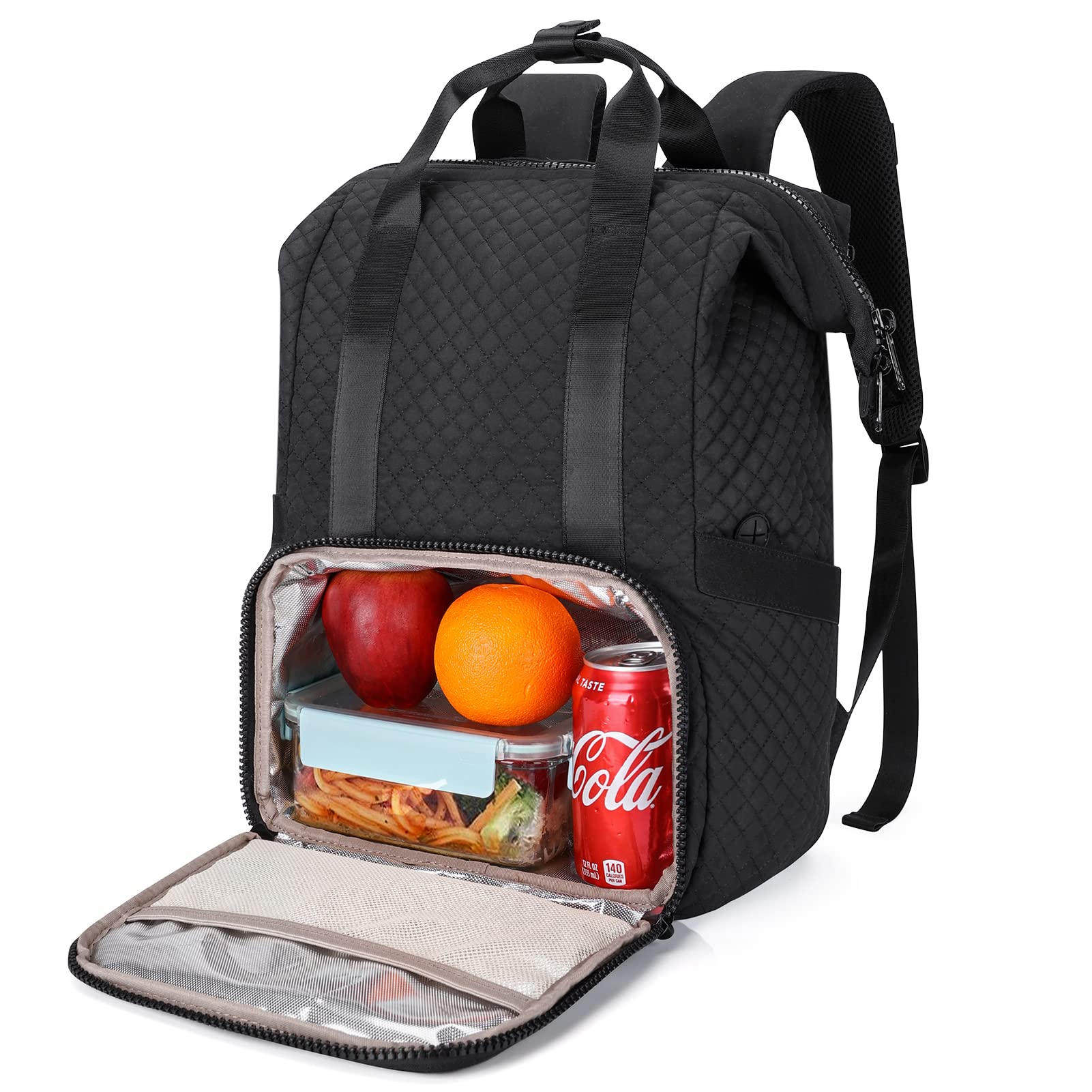 Lunch Backpack, BAGSMART 15.6 Inch Laptop Backpack School Backpack with Insulated Cooler Lunch Box, 