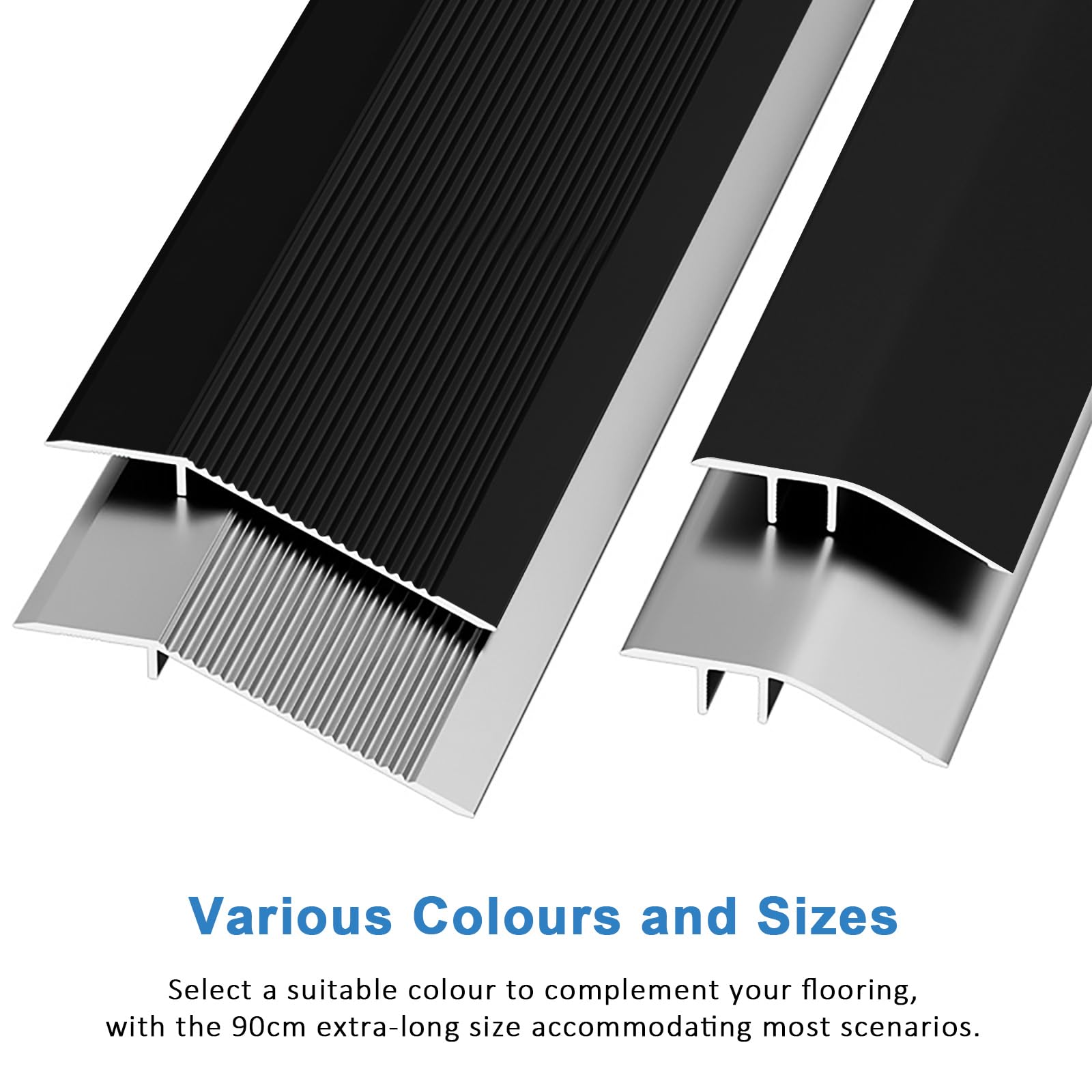 Aluminiowa rampa progowa – 0,9 m x 43 mm – samoprzylepna, profil przejściowy, wyrównanie wysokości 8-40 mm, listwa progowa drzwi, listwa przejściowa do progów otwierania drzwi, ramp, drewna, laminatu