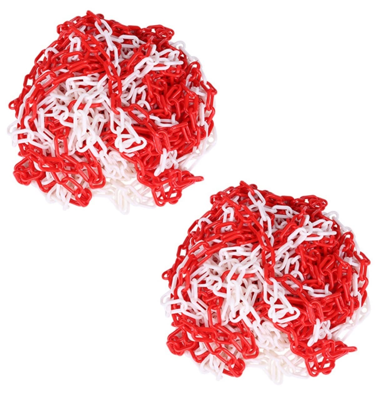 Chaîne d'arrêt de 50 m - Rouge et blanc - Chaîne en plastique dans un sac - Chaîne à maillons de 6 mm - Résistant aux UV et au gel - Sécurité de chantier