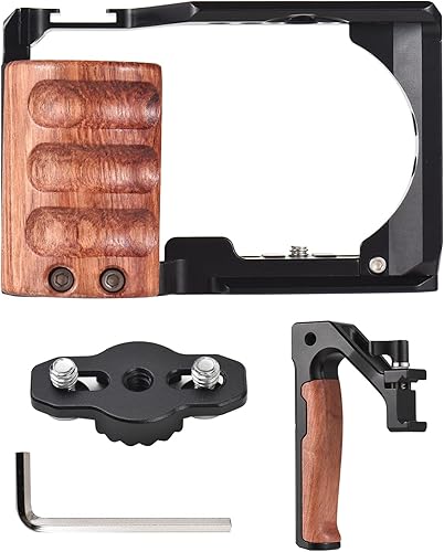 Miniatura 7 de Jaula para cámara + kit de mango superior, jaula de video de aleación de aluminio con soporte de zapata fría de 14 pulgadas y 38 pulgadas, repuesto