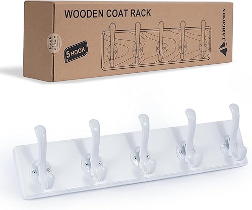 Perchero de madera rústica para colgar abrigos, colgador de pared, ganchos dobles resistentes para colgar abrigos, chaquetas, toallas, sombreros,