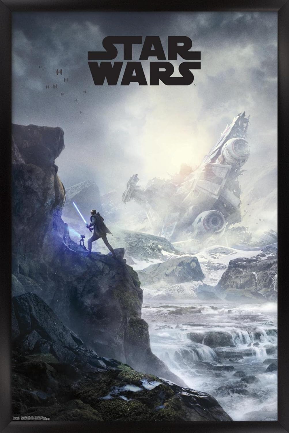Trends International Star Wars: Jedi Fallen Order - Cliffside Key Art Wall Poster, 14.725" x 22.375", Black Framed Version