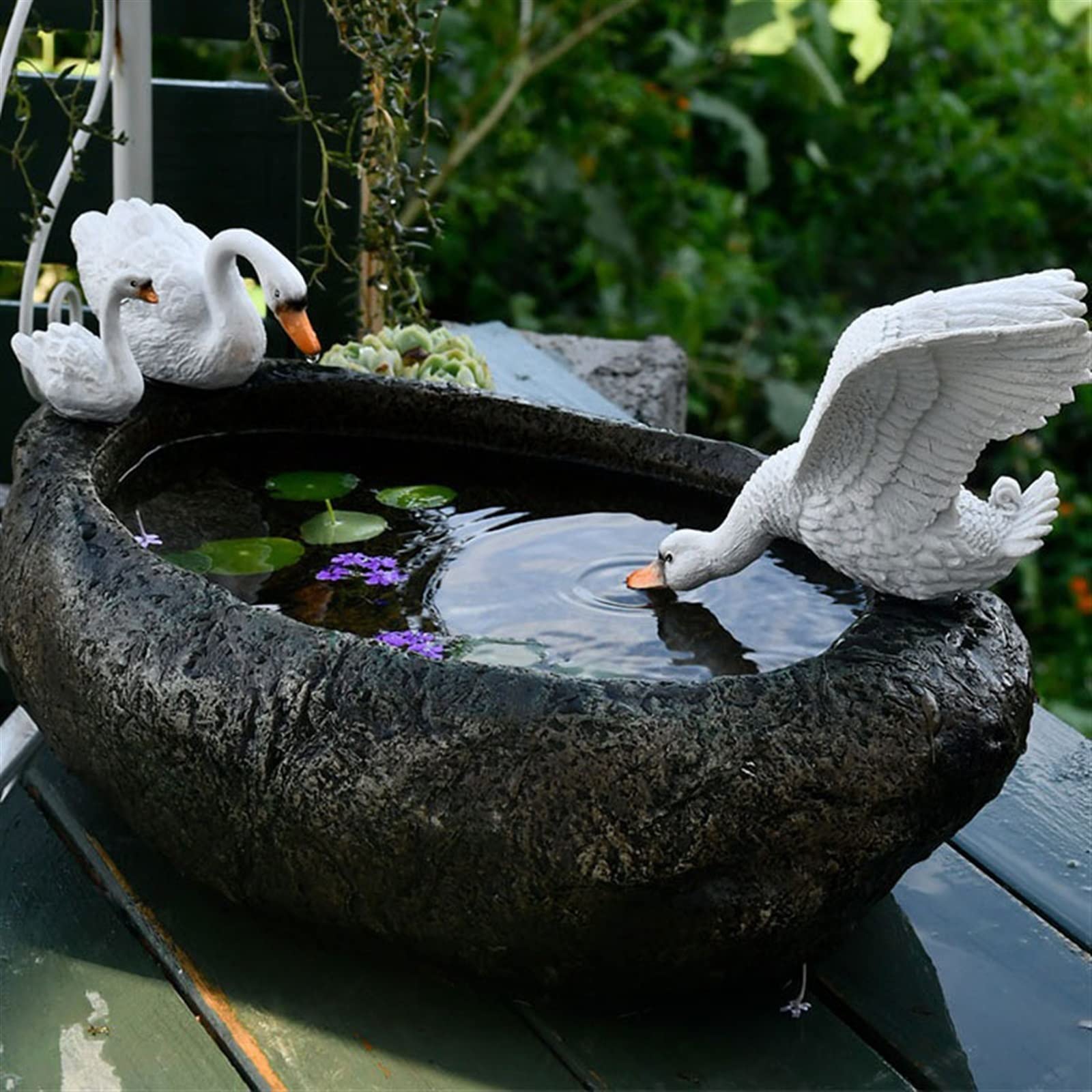 Großer Pflanztopf Aus Kunstharz Für Hydrokultur – 43 Cm, Ohne Loch, Mit Schwanendeko