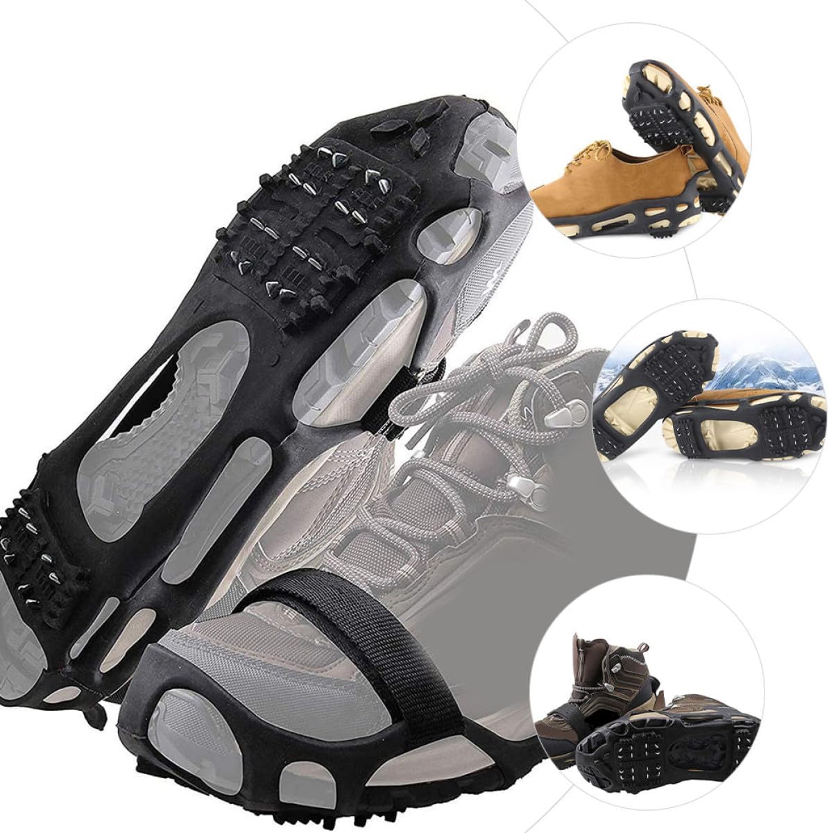 YARNOW Non-Slip Outdoor Ice Grippers Shoes Crampons TPE Material Anti-Skid Climbing Snow Traction Cleats for Mountaineering Fishing Winter Hiking (Size L)