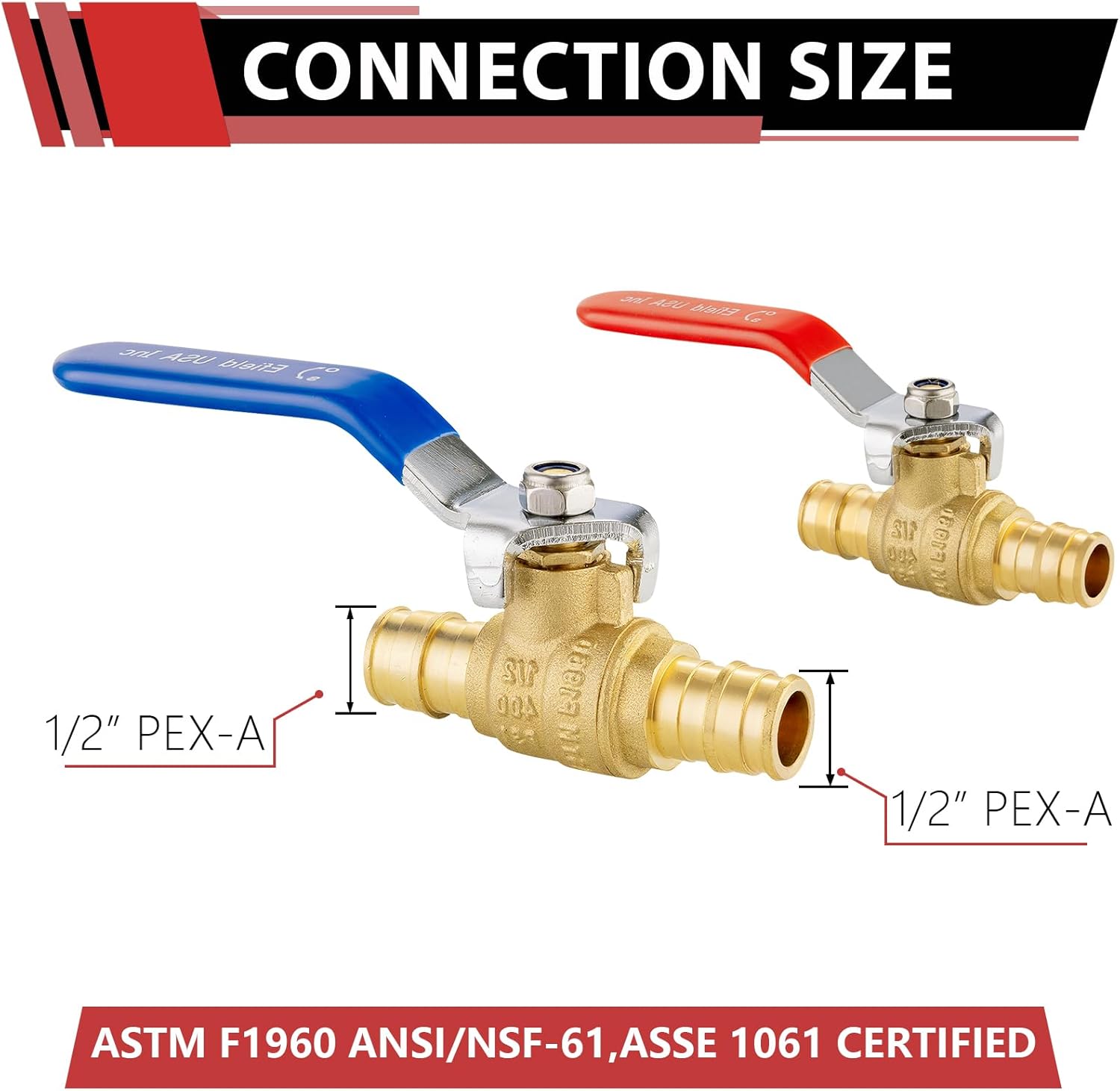 (Pack of 10) EFIELD Cold Expansion Pex-A 1/2 Inch X 1/2 Inch Brass Ball Valve For Hot and Cold Water, Potable Water, ASTM F1960,cUPC Certified (10),(VALVE149)