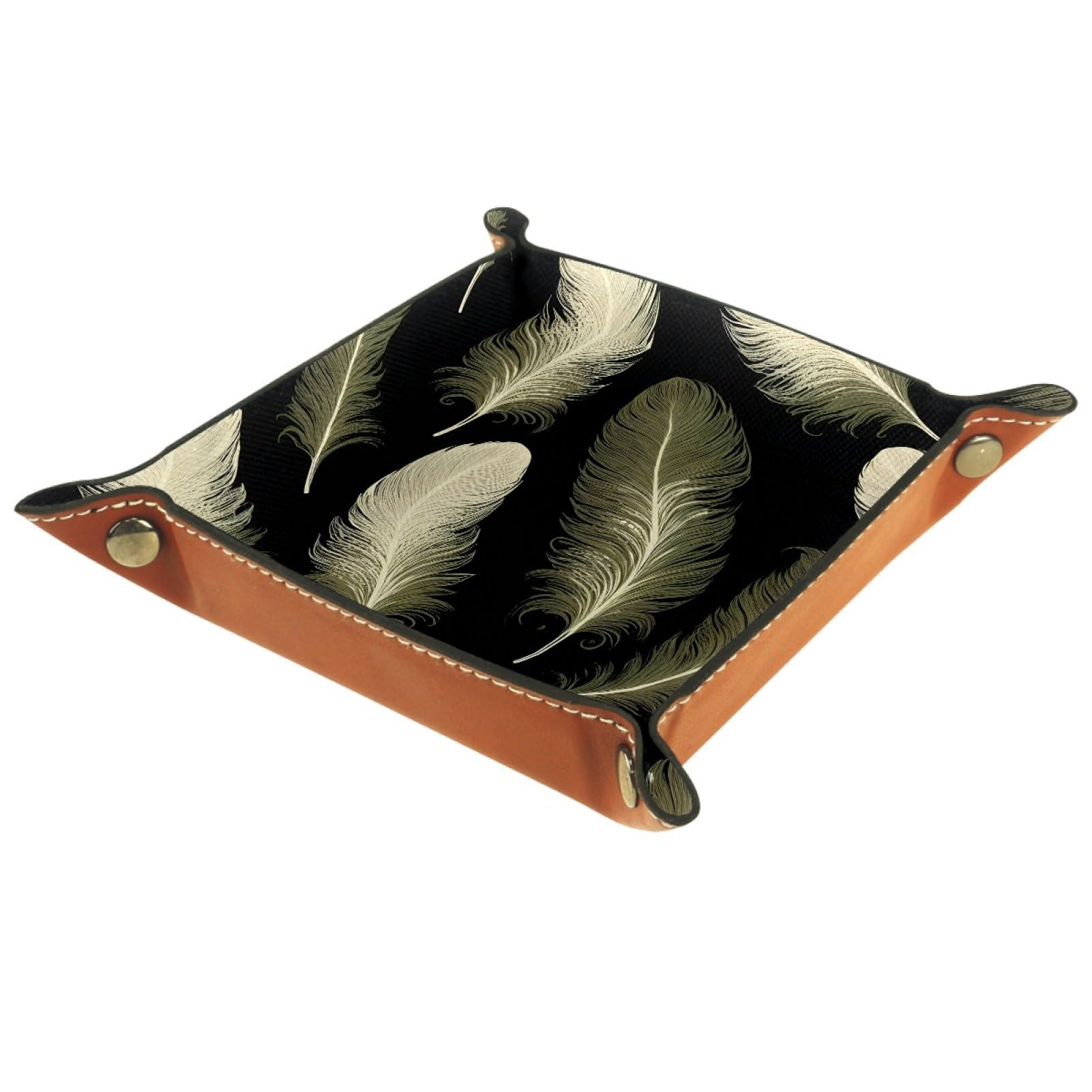 VAPOKF Vintage Feather Dice Tray, Folding Microfiber Leather Dice Holder for Dungeons and Dragons RPG Dice Gaming D&D and Other Table Games