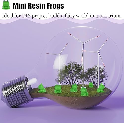 Miniatura 6 de Tindobewan 50 mini ranas de resina de plástico en miniatura de rana verde para manualidades, decoración de jardín, decoración del hogar (verde S1)