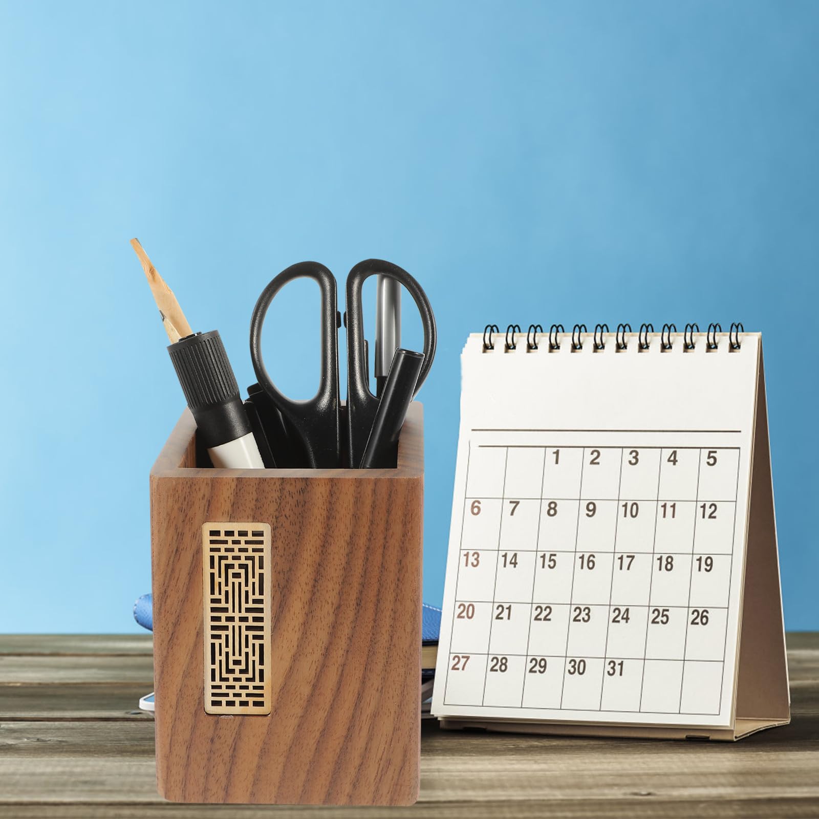 Schreibtisch Stifthalter aus Walnuss Holz Stabiler Lagerbehälter mit Großer Kapazität Multifunktionaler Organizer für Büro und Schreibtisch Dekoration im Japanischen Stil
