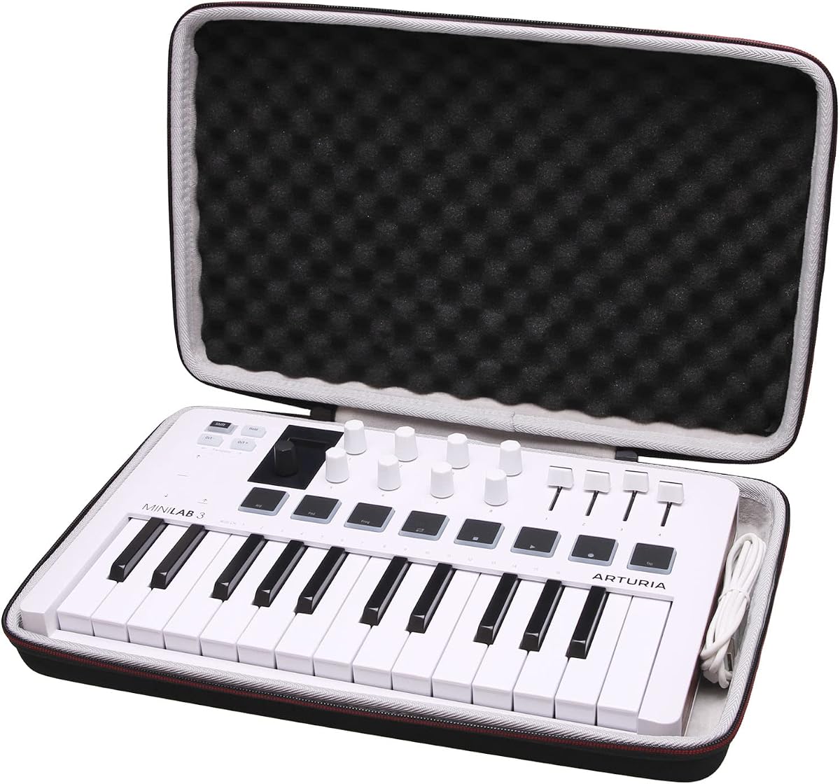 LTGEM Controller Case for Arturia MiniLab 3 Mini/Akai Professional MPK Mini IV Hybrid Keyboard Controller - Hard Storage Travel Protective Carrying Bag