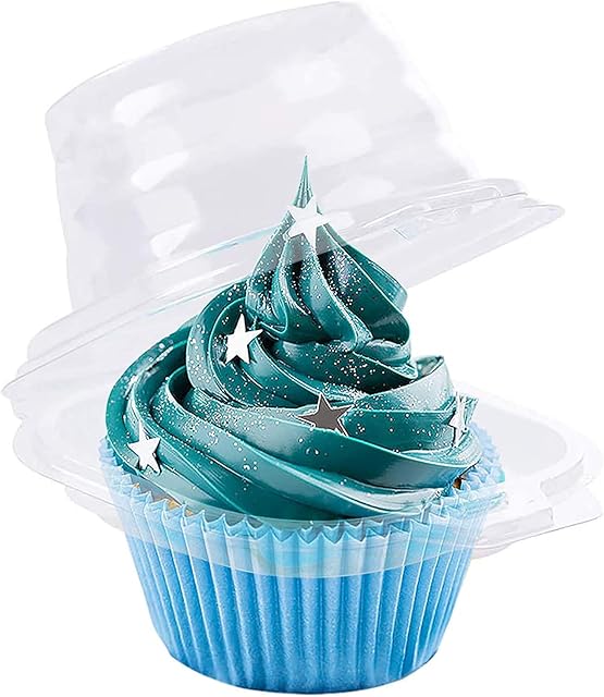 Ludkyby Individual Cupcake Containers, Single Compartment Cupcake Containers, Disposable Stackable Cupcake Boxes, Deep Dome, Cupcake Boxes Individual for Holiday Party (50 Packs)