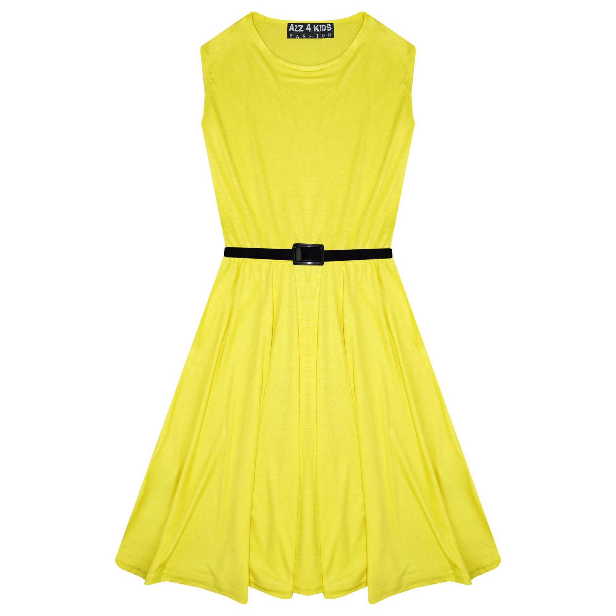 A2z 4 Kids Girls Lemon Party Fashion Dresses With Free Belt Summer - Skater Sleeveless 13