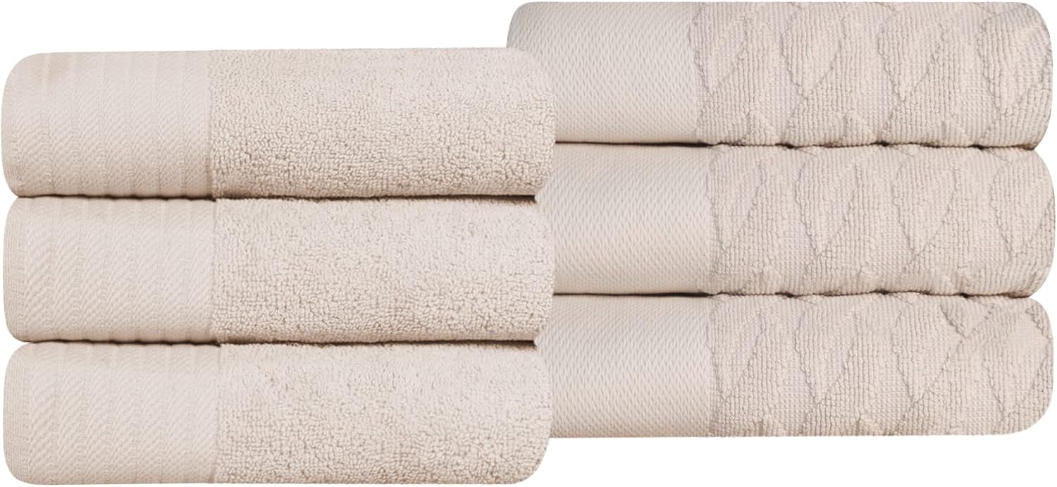 Superior Turkish Cotton Jacquard Solid 6Piece Hand Towel