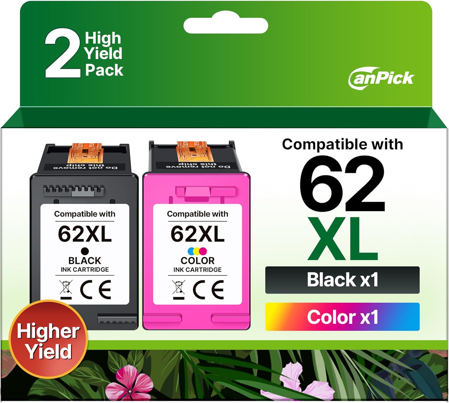 62XL 62 XL Druckerpatronen Ersatz für HP 62 Druckerpatronen für HP 62xl schwarz und Farbe für HP Envy 5640 5540 7640 5548 5544 5646 OfficeJet 5740 5742 250 Patronen