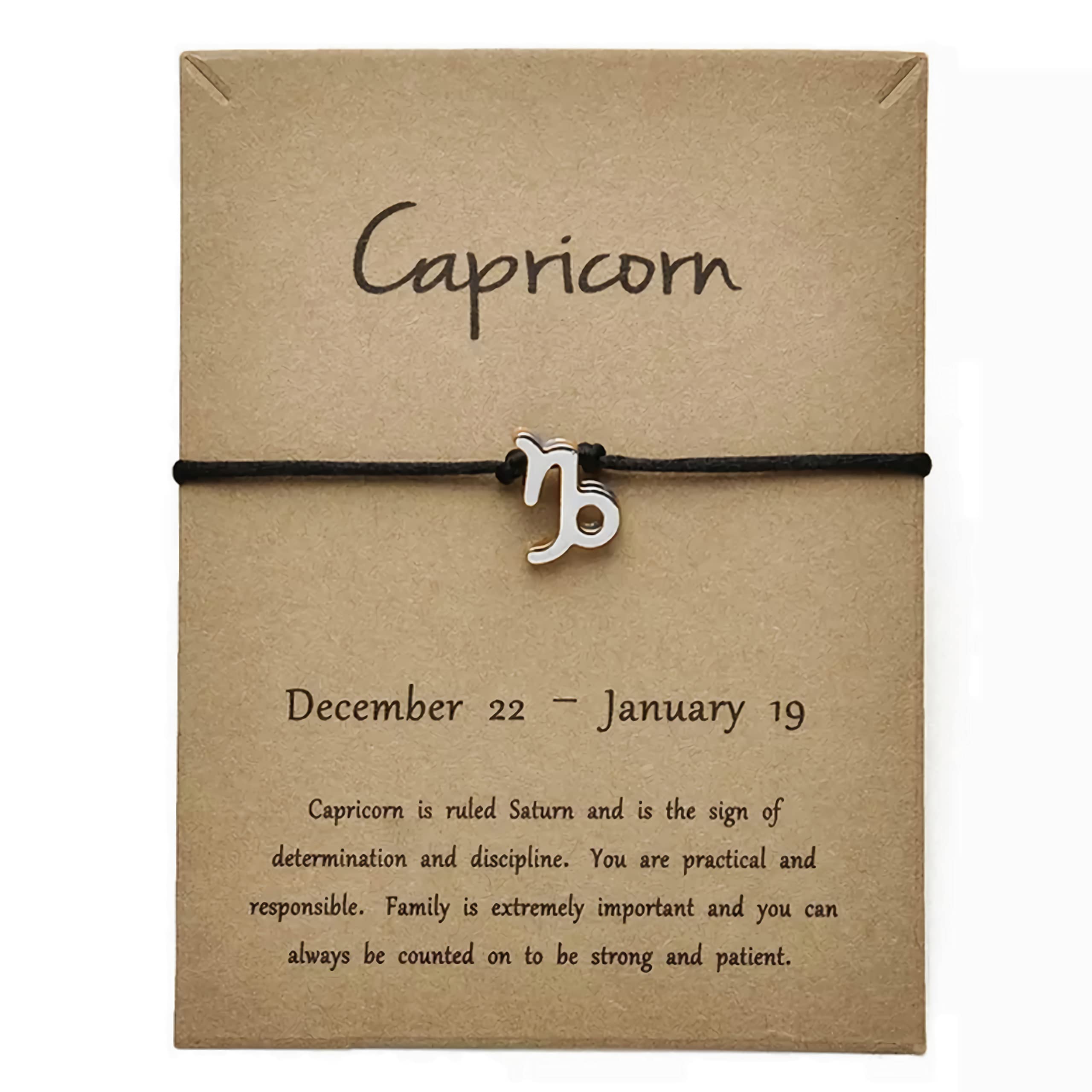 Silver Star Sign Black Rope Pendant Bracelet Capricorn (22nd December  19th January) Zodiac Constellation Horoscope Celestial Astrology Jewellery