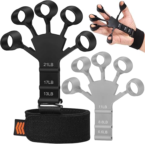 Miniatura 7 de Kit de fortalecimiento de agarre de mano, entrenador de fuerza de agarre, ejercitador de dedos, agarre de mano de resistencia ajustable, banda de