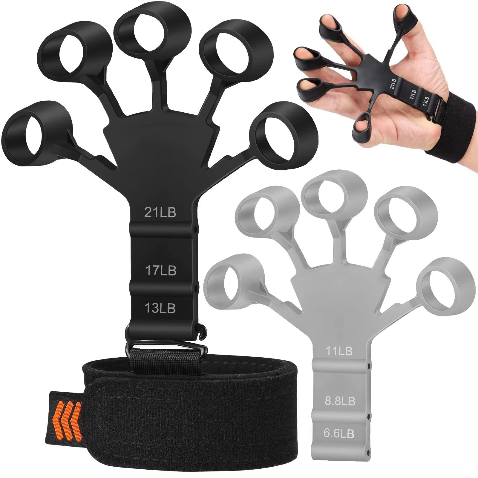 Griffverstärkungs-Set, verstellbarer Widerstands-Griff, Fingerübung, Finger-Resistenzband, Griffkraftring und Anti-Stress-Ball für Athleten und Musiker