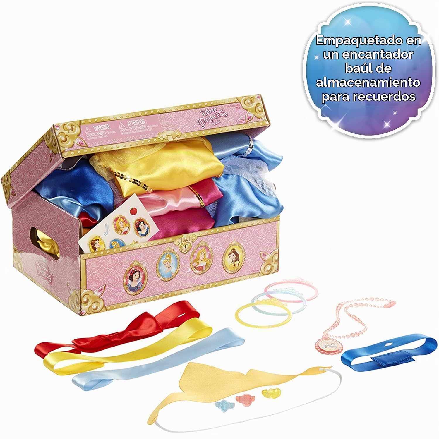 Princesas Disney - Baúl de 4 Disfraces de las Clásicas Princesas Disney – Este Set Incluye Hasta 21 Piezas y Accesorios – Tallas Ajustadas a Niñas 4 – 6x (L)