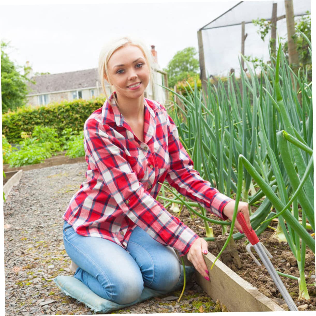 VANZACK 2 Pièces Sarcloir de Jardinage, Houe à Planter en Acier Inoxydable, Manche Épais et Résistant, pour Ameublir le Sol au Jardin et Bonsaï