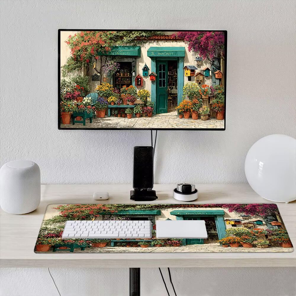 Duża podkładka pod mysz do gier XXL 1200 x 600 x 3 mm z zszytymi krawędziami, trwała antypoślizgowa podstawa z naturalnej gumy, zmywalna podkładka na klawiaturę, gry, dom, biuro, sklep z kwiatami xR6