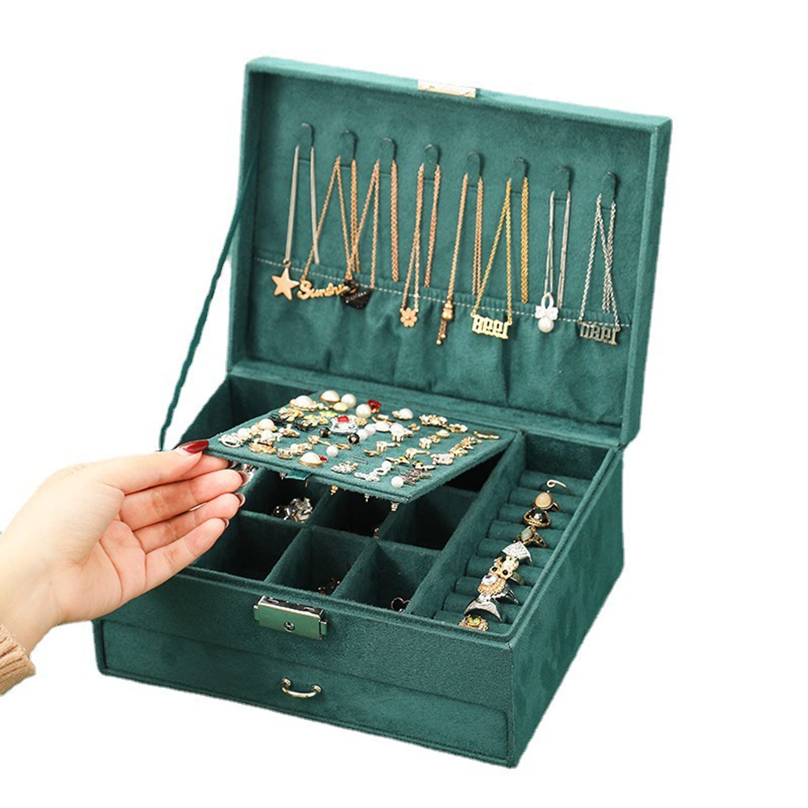 Caja De Joyería Retro Para El Hogar, Organizador De Joyas, Collar, Pendientes, Anillo, Almacenamiento Para Regalos De Mujer