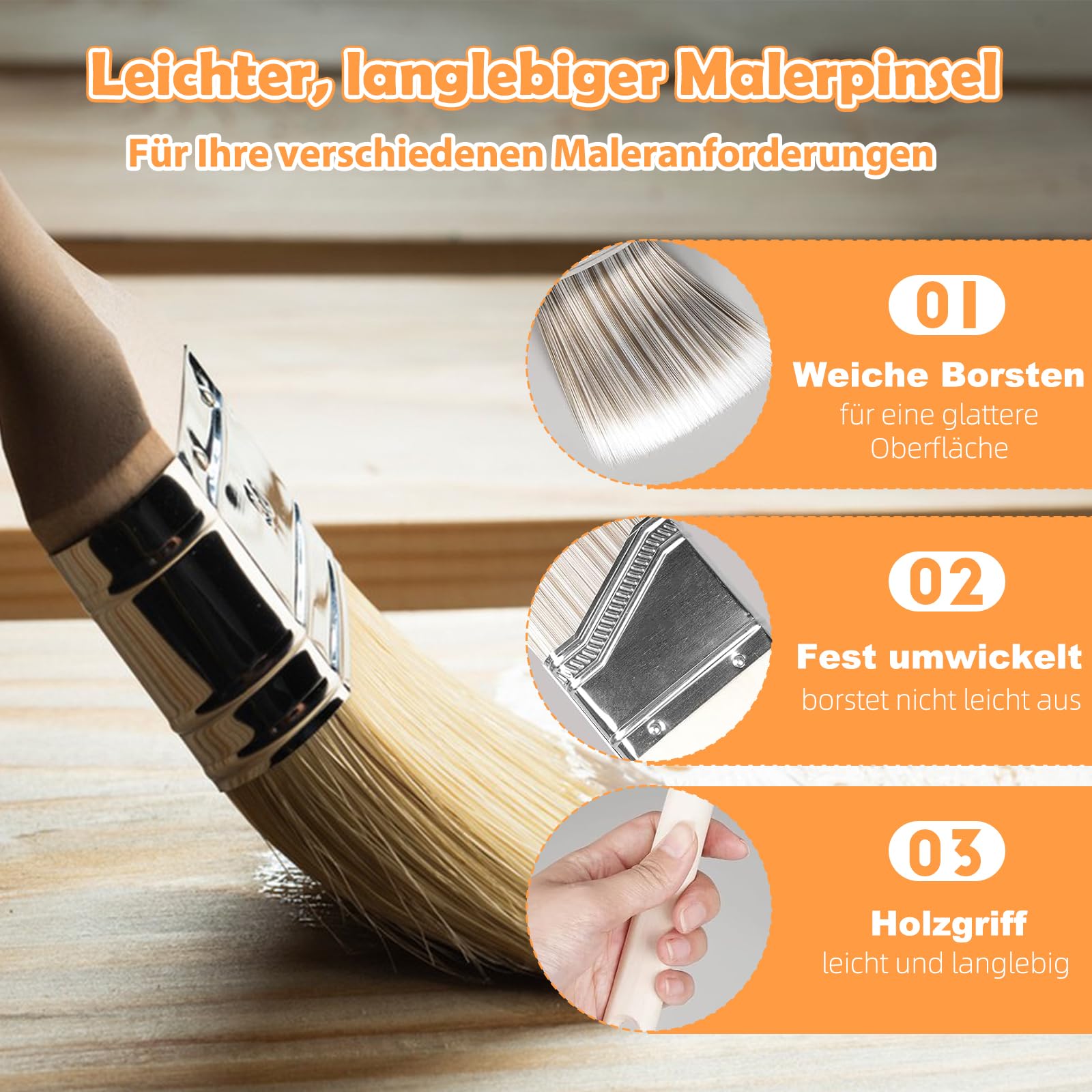 LAANPOLE Farbroller Set mit 1,3m Teleskopstiel, 27-teiliges Malerset, 23cm 10cm Malerrolle, Pinsel für Wände, Mikrofaser-Lackierwalze für professionelle Malerarbeiten, Orange