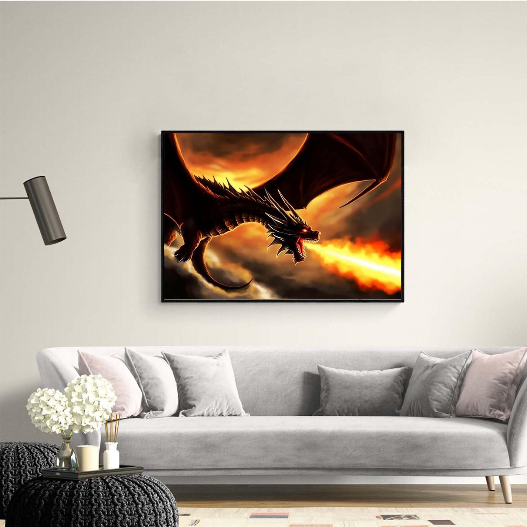 Ginfonr 5D Diamond Painting Drago Kit Completo, Diamante Pittura Animale Con Kit Numerici Pittura Per Trapano Completa Con Decorazioni Da Parete Diamonds Arts 30 * 40cm