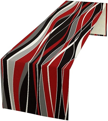 Miniatura 26 de Camino de mesa ondulado retro, abstracto, colorido, arcoíris, ondas, remolinos, lindo, bohemio, estético, para casa de campo, cocina, mesa de