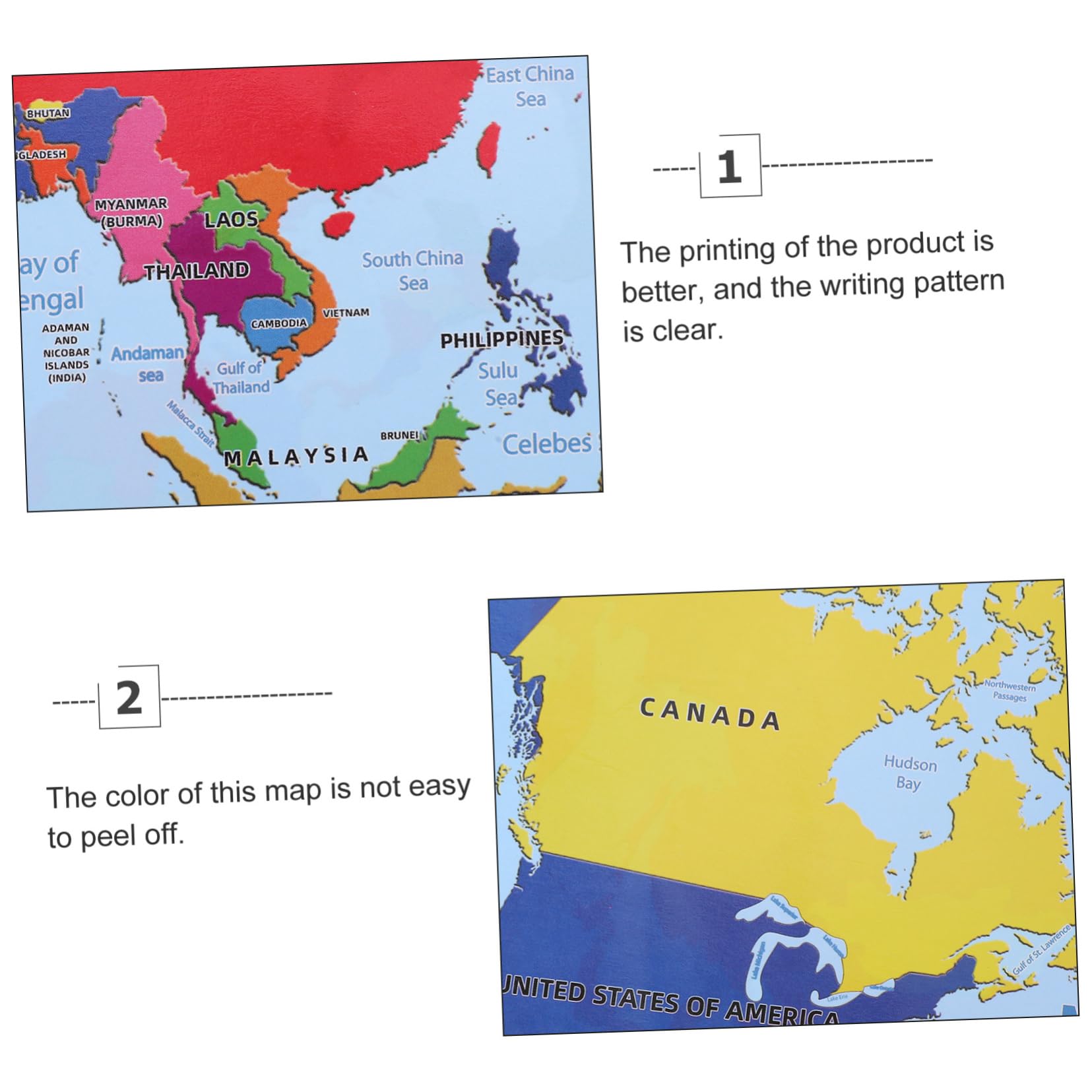 NUOBESTY 4 Hojas mapa del mundo mapamundi world Póster educativo posters decorativos cartel del mundo a mural del usa as del as para niños papel sintético