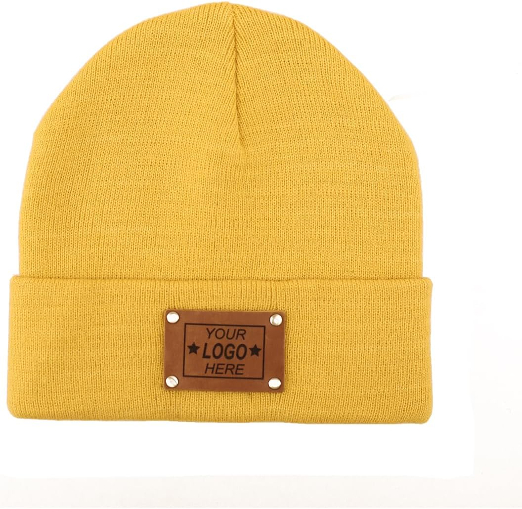 Personalized Knitted Cap Gift for New Mama/Papa,Christmas,Custom Leather Patch Winter Beanie Soft Hat