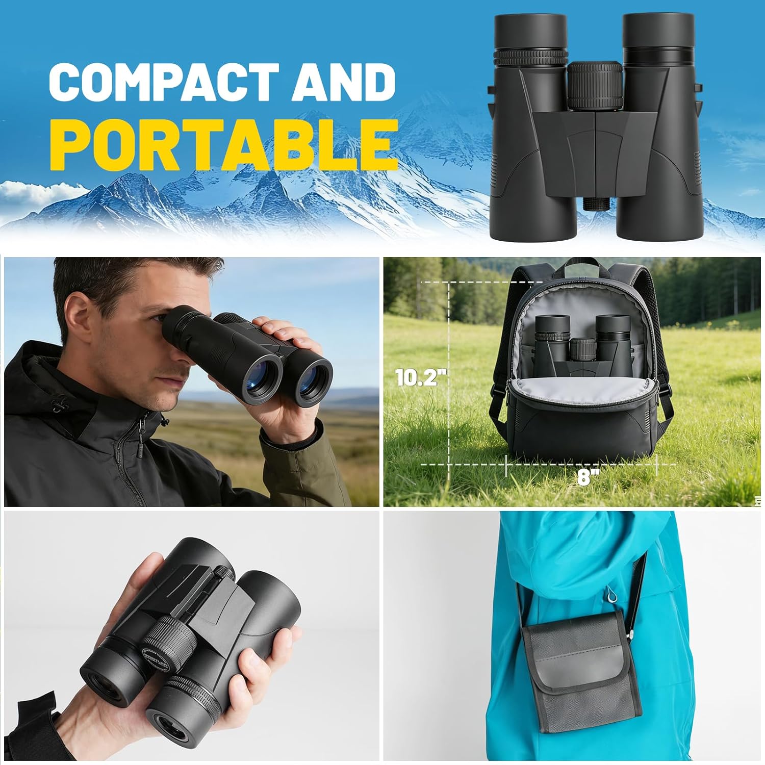 8x32 Small Binoculars for Adults High Powered Compact Binoculars with Phone Adapter,Shoulder Strap, BAK4 Prism,FMC Waterproof, Essentials for Bird Watching Travel Stargazing Cruise Ship - Image 7