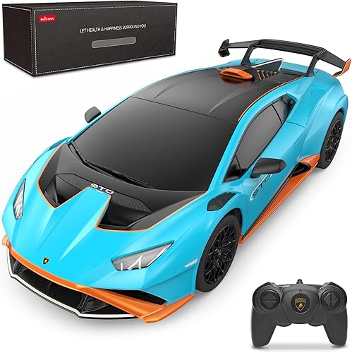 RASTAR by Lamborghini Huracan STO RC Car escala 124, auto de juguete a control remoto, vehículo modelo RC para niños, negro RC - azul