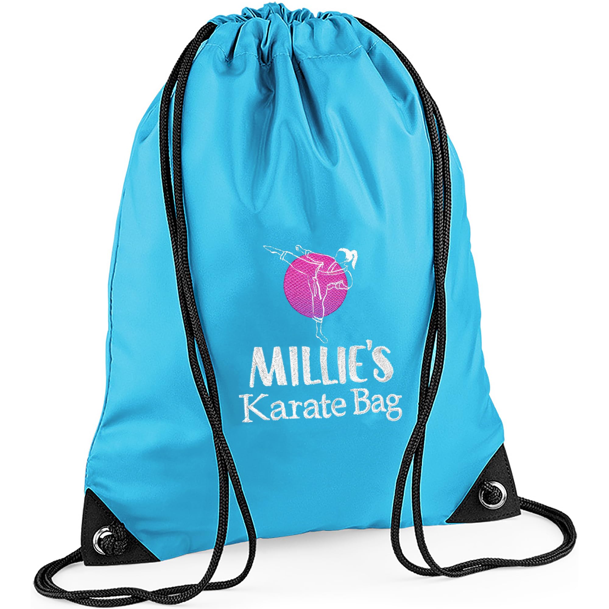 TeddyT's Boy's & Girl's Martial Arts Karate Embroidered Drawstring Bag (Turquoise)