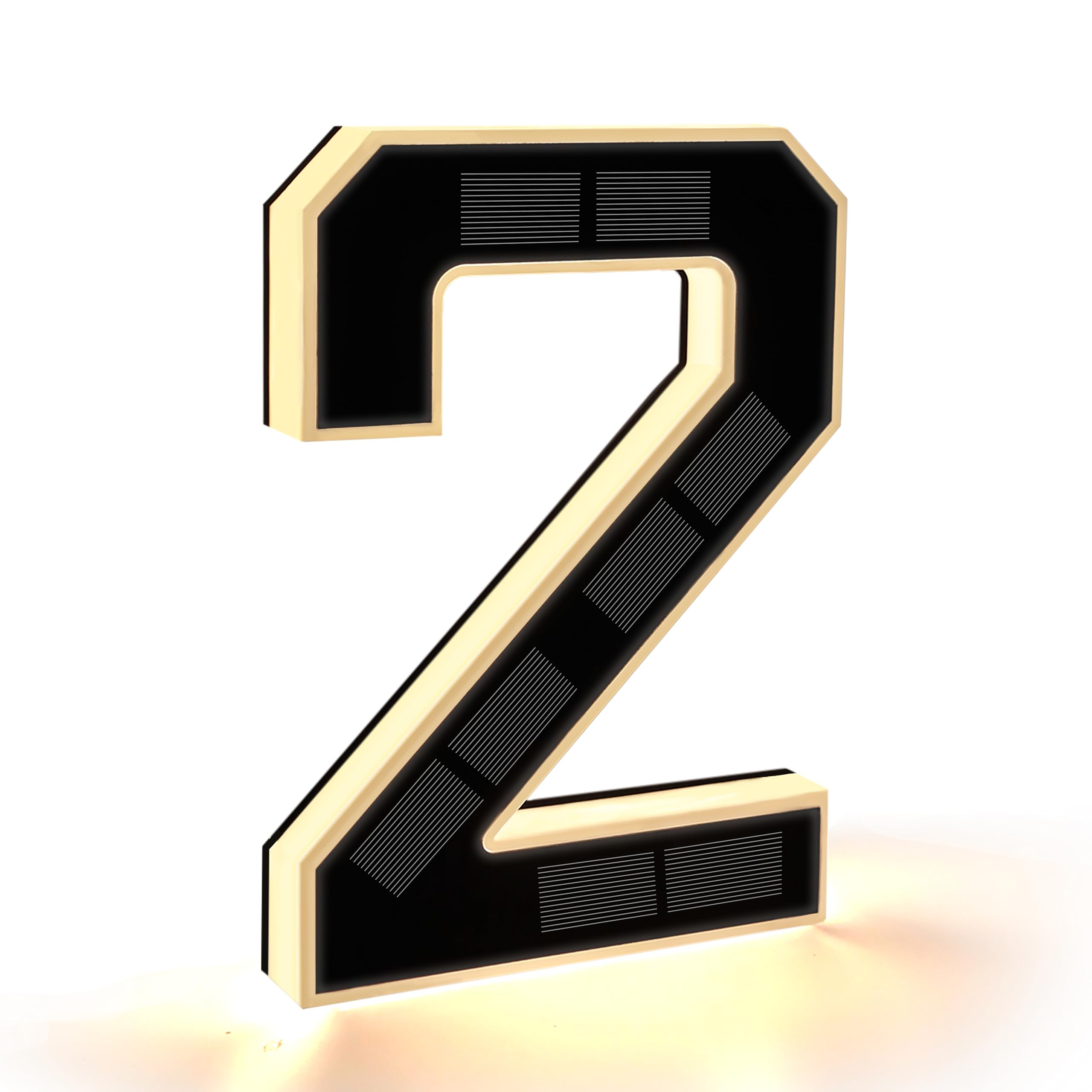 Numero de Maison Exterieur Solaire Illuminé pour Extérieur étanche, Numero Porte, Plaque de Numéro de Maison Illuminée Solaire, Numéro de Maison Lumineux Noir (2 - Noir, 23 cm)