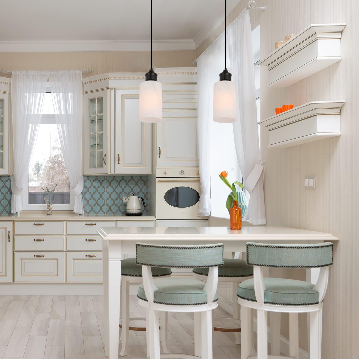 3 Pack Alabaster White Cylinder Glass Lamp Shade Replacement with 1-5/8-inch Fitter Opening for Ceiling Fan Light Kit Wall Sconce Pendant Light Fixture G0121