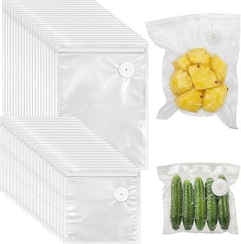 40 Pcs Reusable Vacuum Sealer Bags for Food with Air Valve, Sous Vide Bags BPAFree Food Saver Bag, Freezer Leakproof for Leftovers, Meal Prep, BBQ20 Large+20 Small