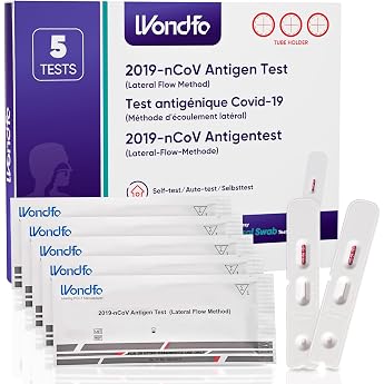 Wondfo Corona Quick Test Covid-19 Antigen Self Test Pack of 5 Lateral Flow Test Kit