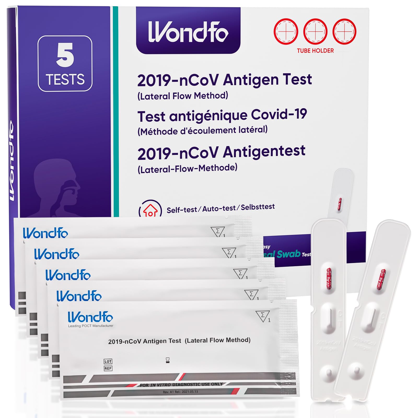 Wondfo Corona Schnelltest Covid-19 Antigen Selbsttest 5er Pack Lateral Flow Test Kit Drogerie & Körperpflege